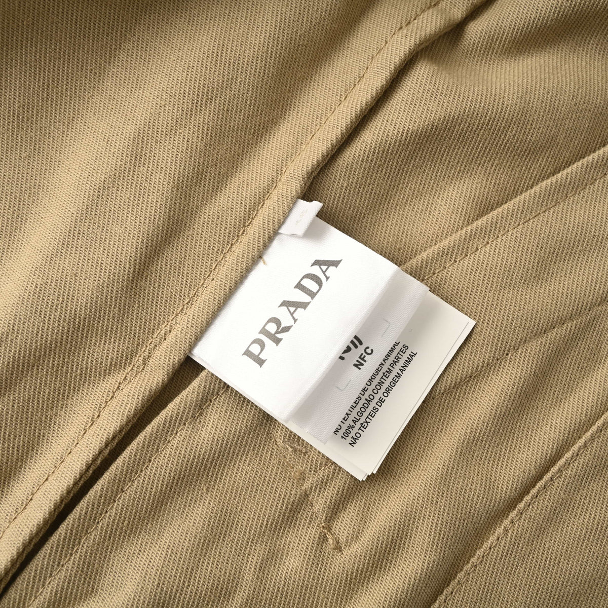 Prada Khaki Distressed Cropped Cotton Jacket