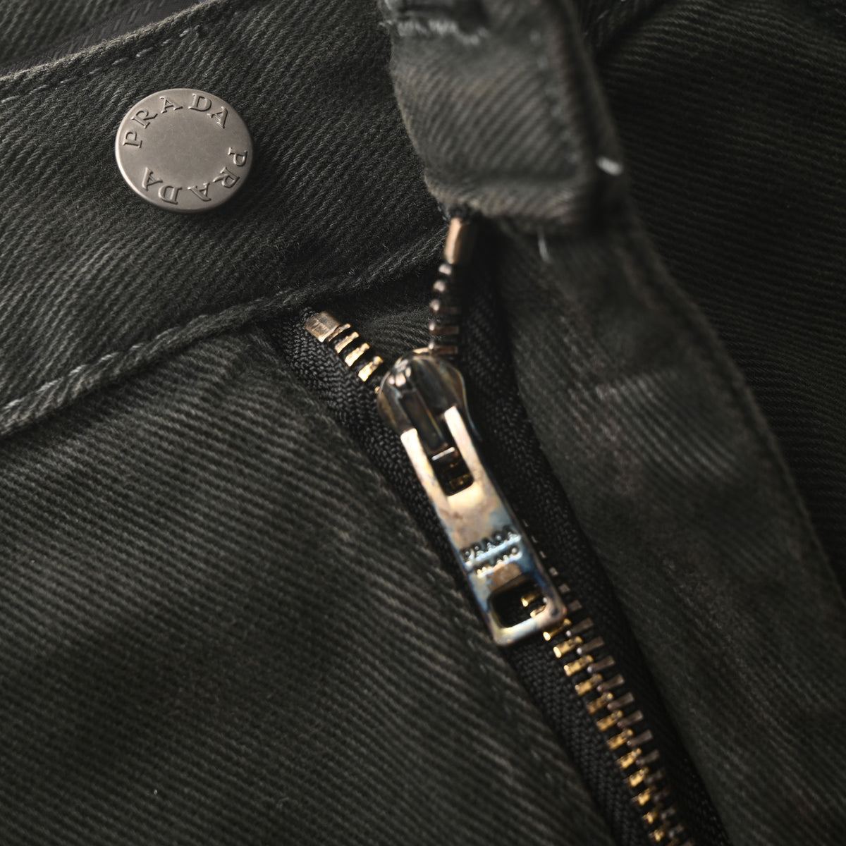 Prada Relaxed-Fit Green Jeans with Triangle Logo Pocket