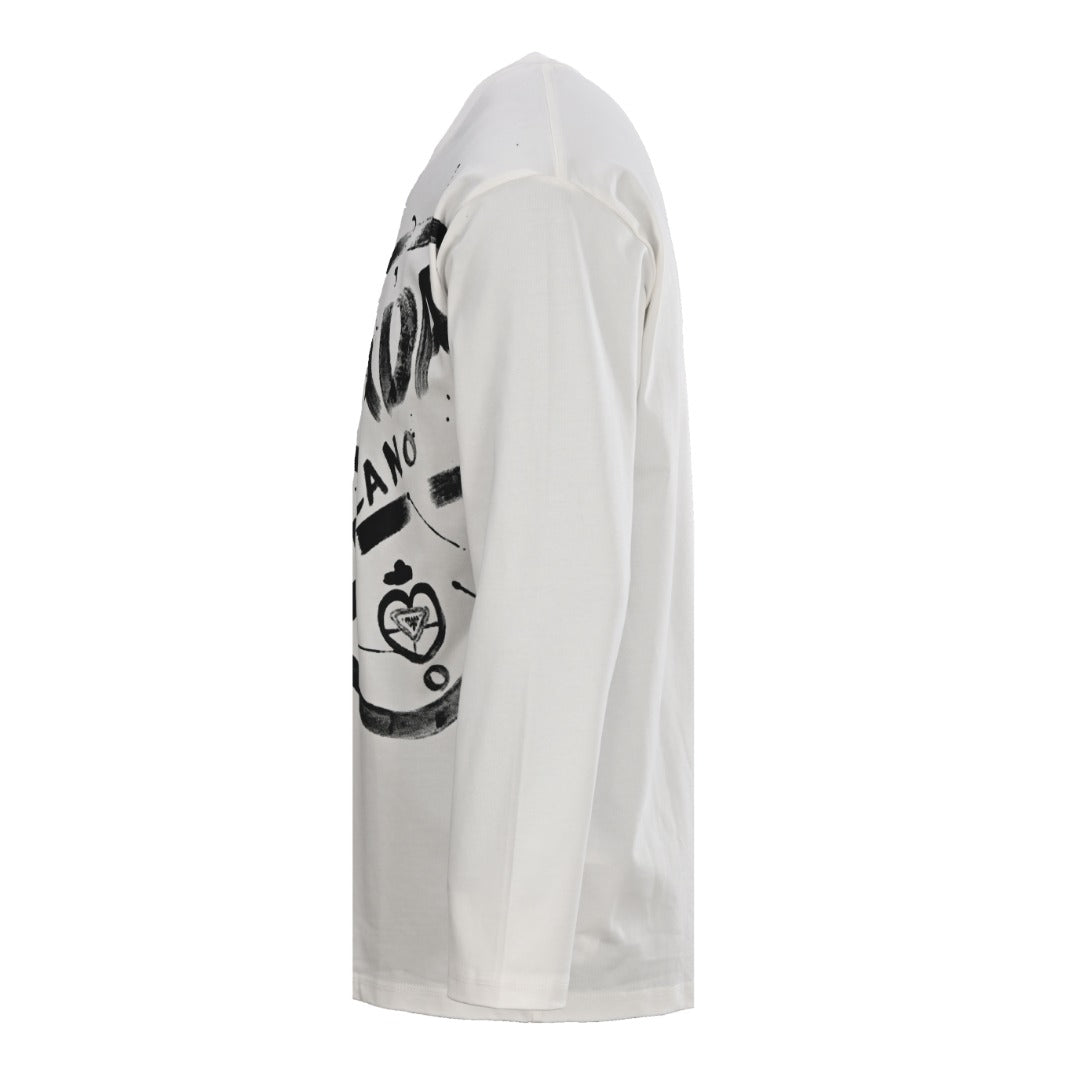 Prada Unisex Oversized Long Sleeve T-Shirt with Paint-Splatter Logo
