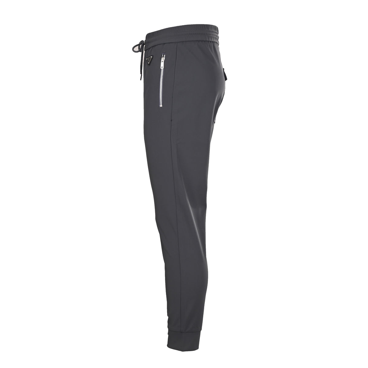 PRADA Charcoal Drawstring Joggers with Red Stripe Detail