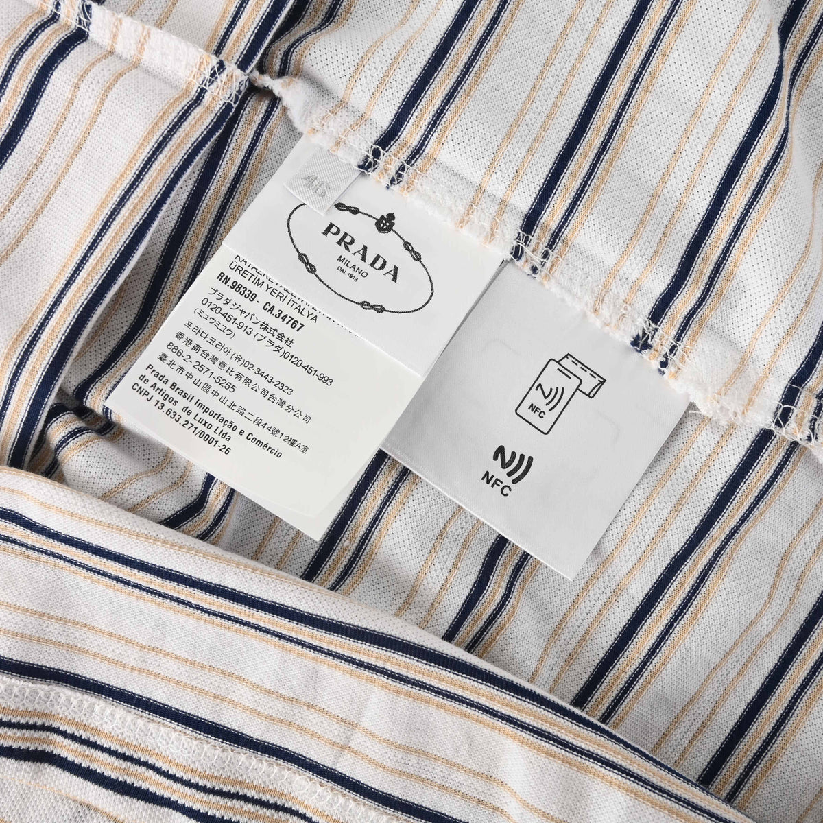 Prada Black & White Striped Cotton Pique Polo Shirt | Relaxed Fit