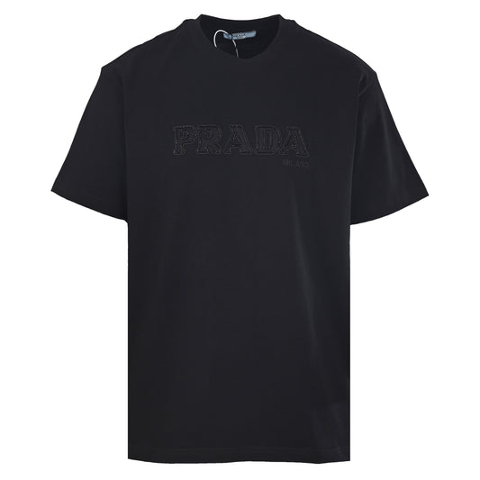 Prada Beaded Embroidered Lettering Short Sleeve T-Shirt | Unisex