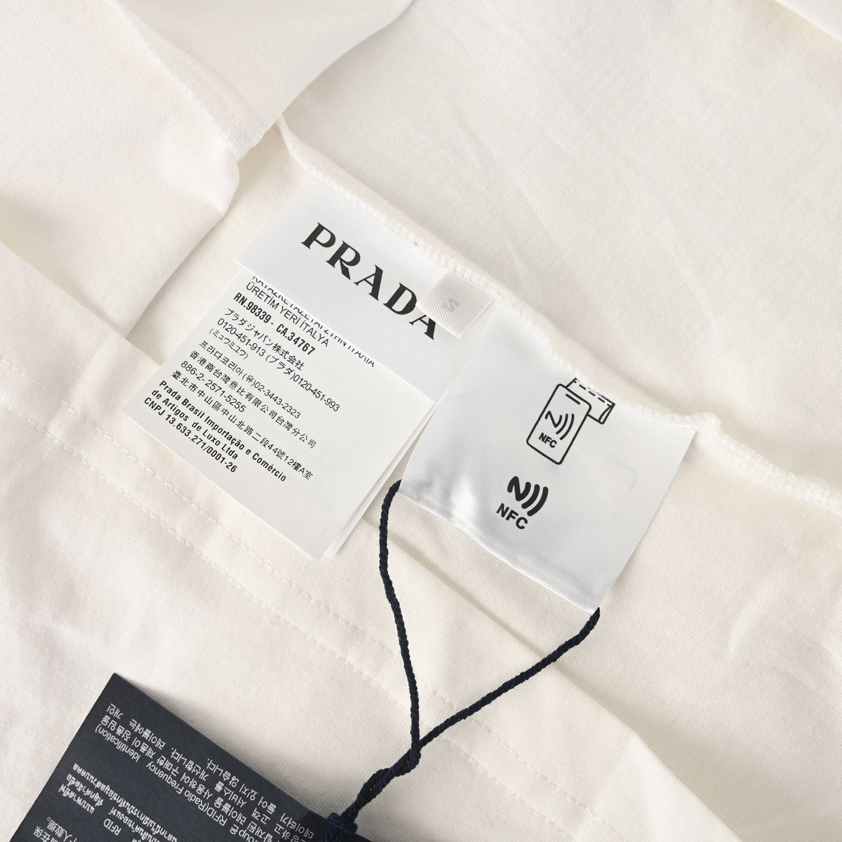 Prada Tricolor Fabric Label Short-Sleeve T-Shirt