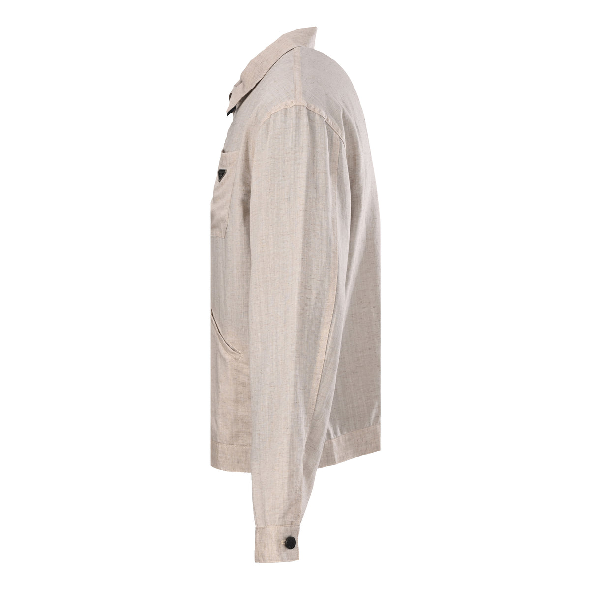 Prada Cotton-Linen Chambray Jacket with Triangle Logo