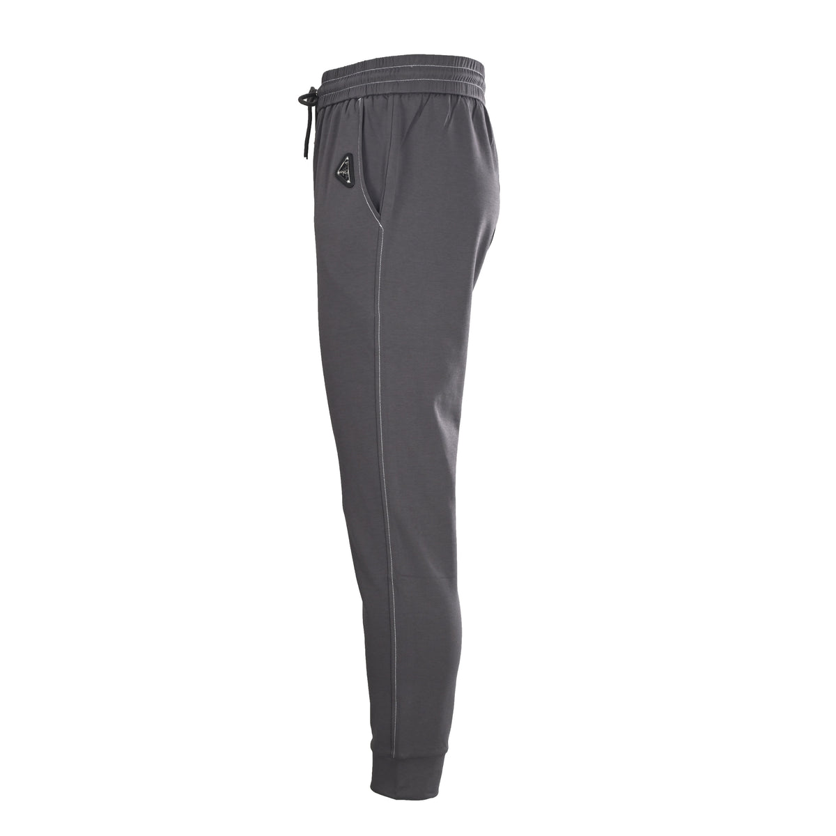 PRADA Gray Contrast-Stitch Tapered Joggers with Triangle Logo