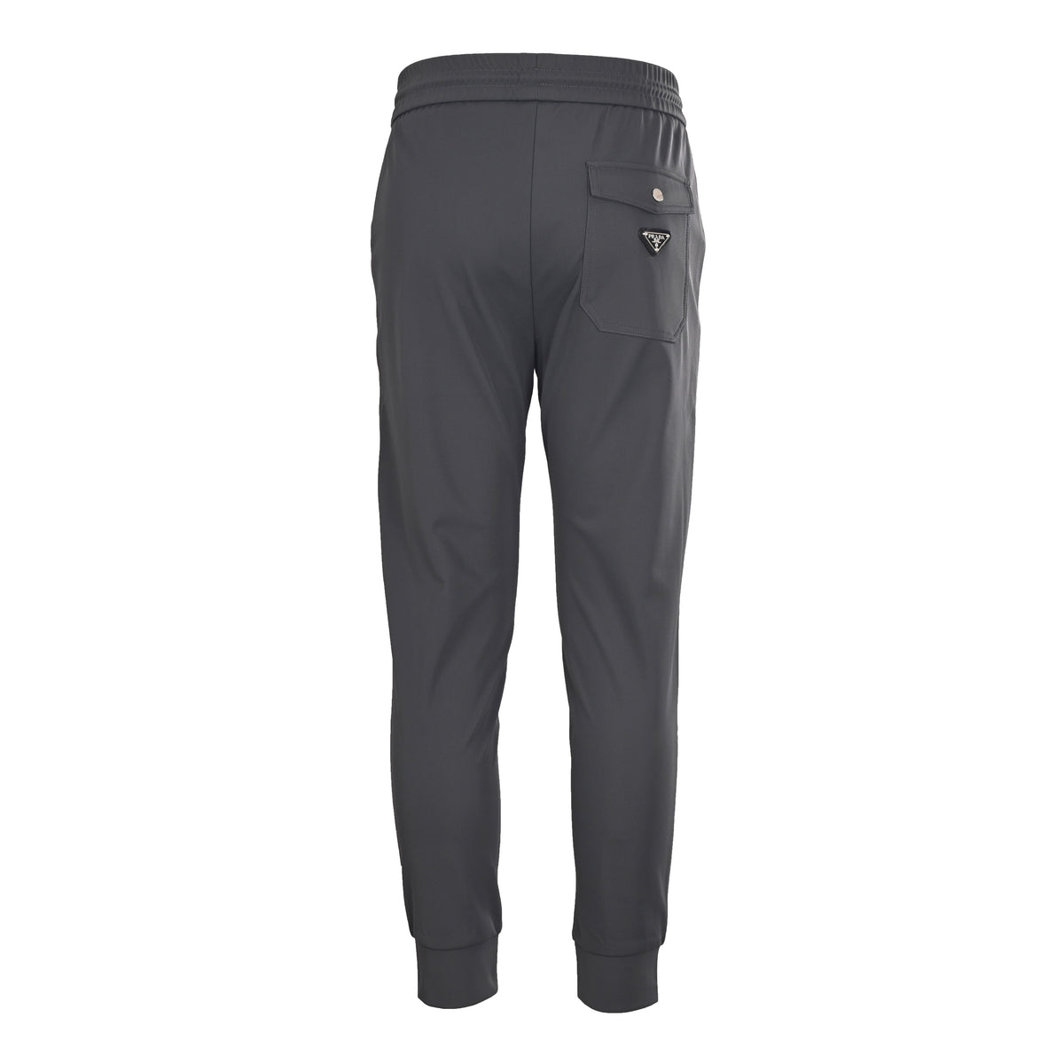 PRADA Charcoal Drawstring Joggers with Red Stripe Detail