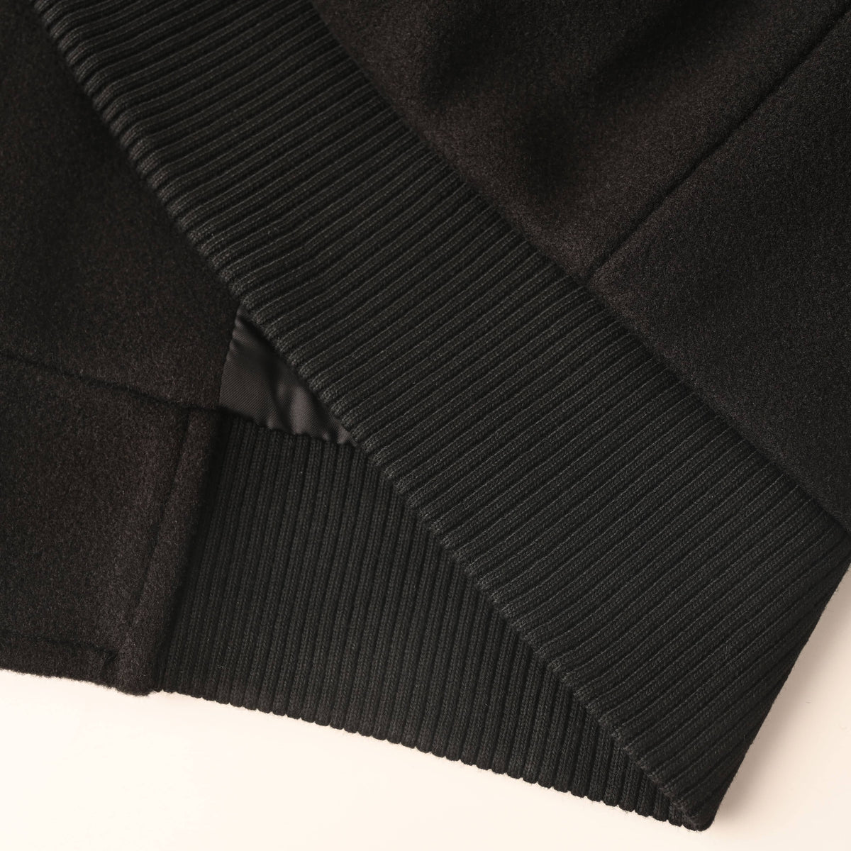 Prada Black Varsity Jacket with Leather-Panel Sleeves & Triangle Logo
