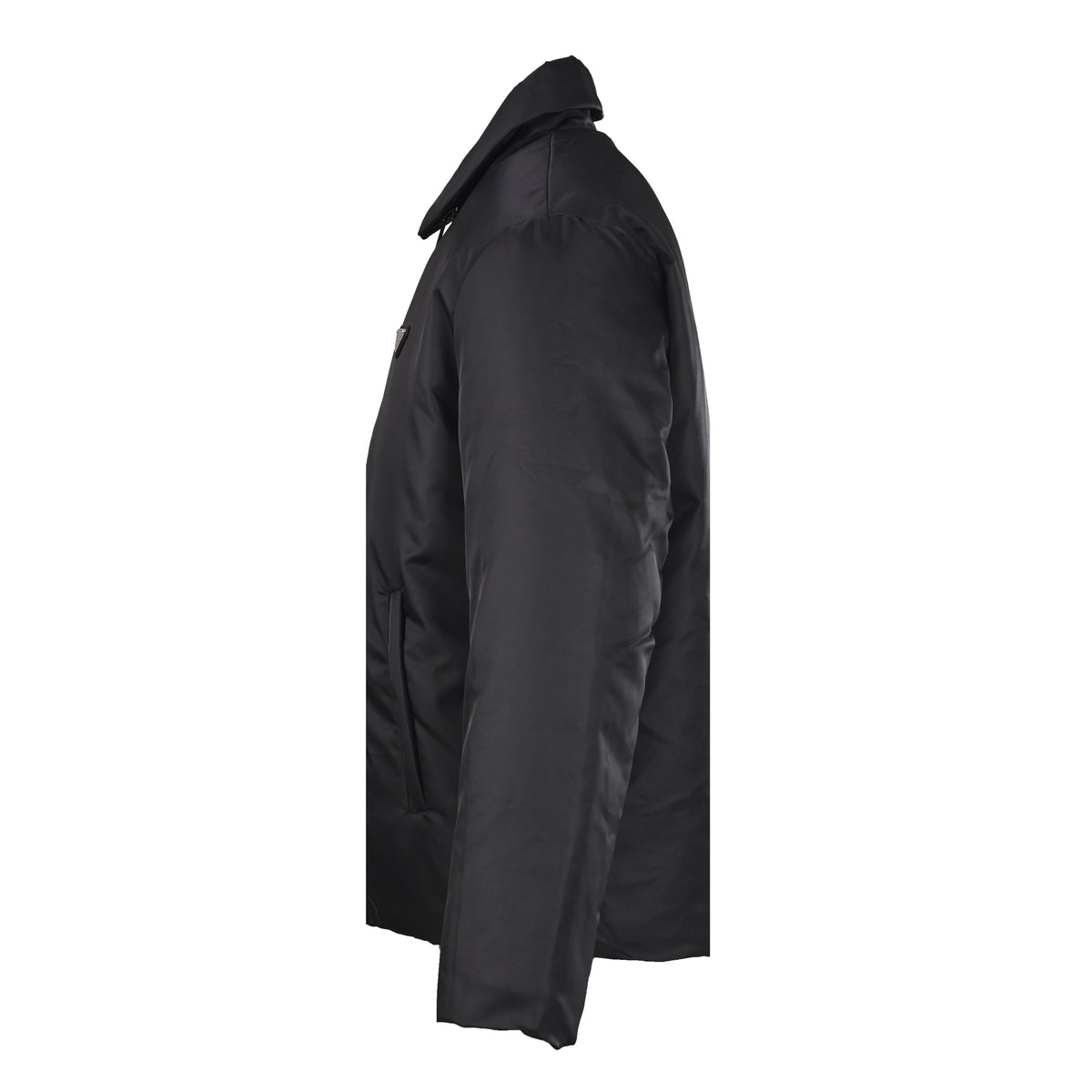 Prada Recycled Nylon Down Jacket with Shirt Collar & Triangle Logo