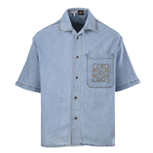 144_LOEWE罗意威 绣花牛仔短袖衬衫