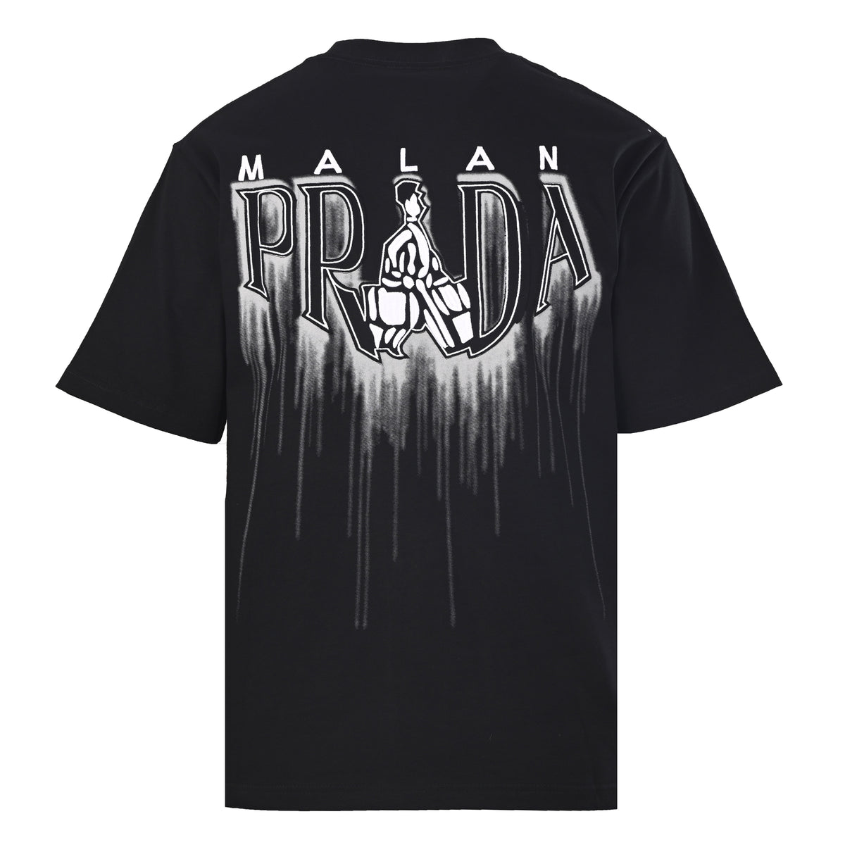 Prada Figure Graphic & Splatter Appliqué Embroidered T-Shirt