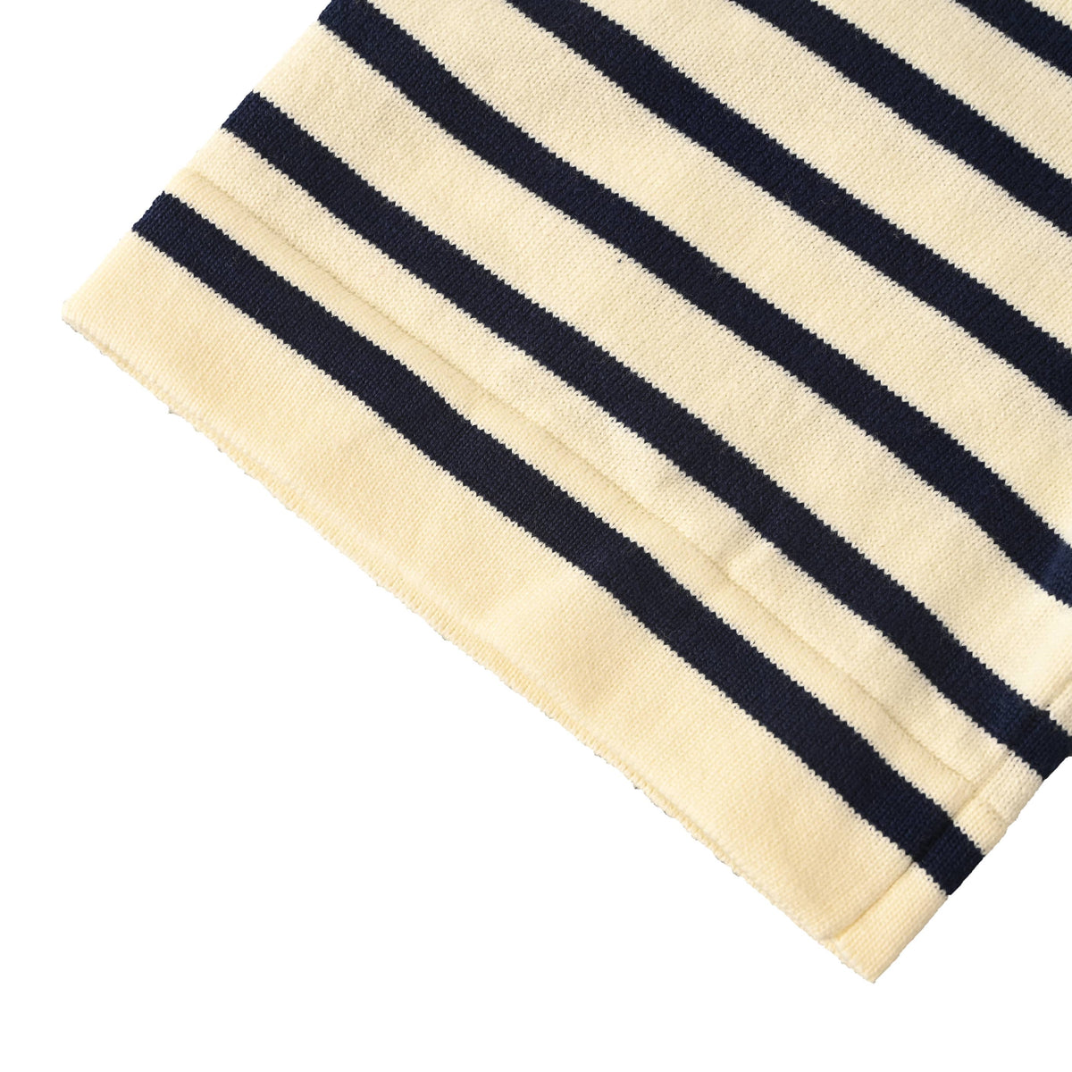 Prada Black & White Striped Embroidered Knit Short-Sleeve T-Shirt