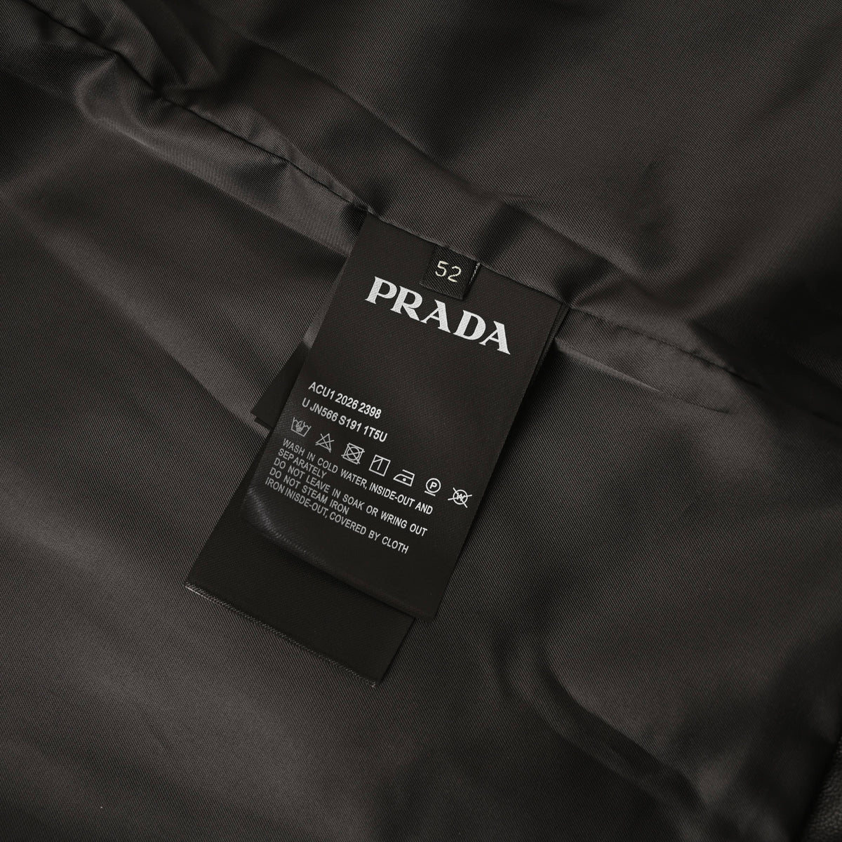 Prada Unisex Black Leather Jacket with Stand Collar & Drawstring Hem