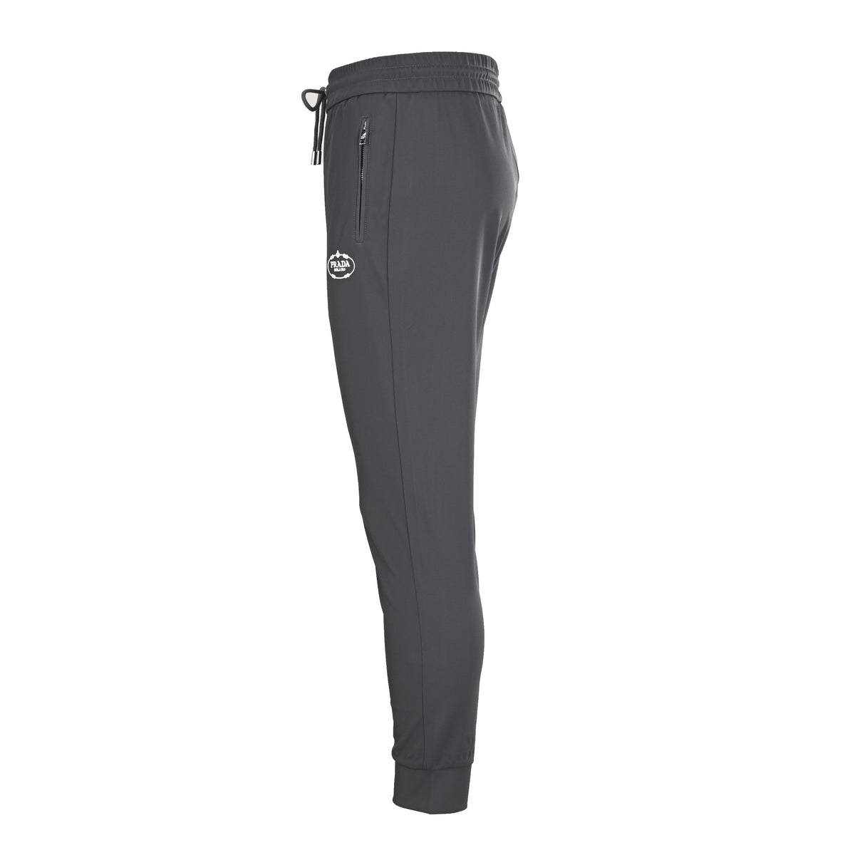 PRADA Charcoal Nylon Drawstring Joggers with Embroidered Logo