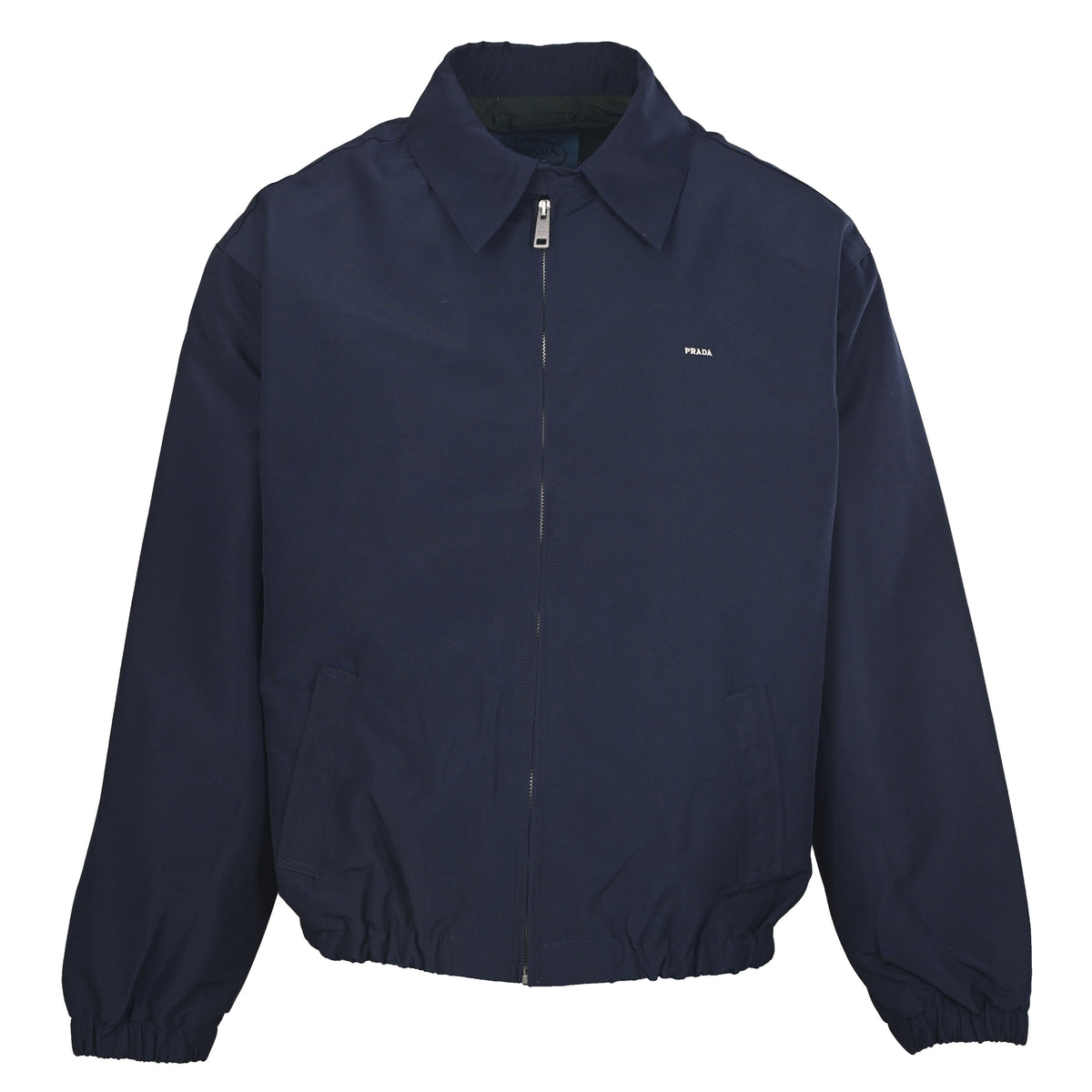 Prada Regular-Fit Cotton Zip-Up Jacket with Embroidered Letter Logo