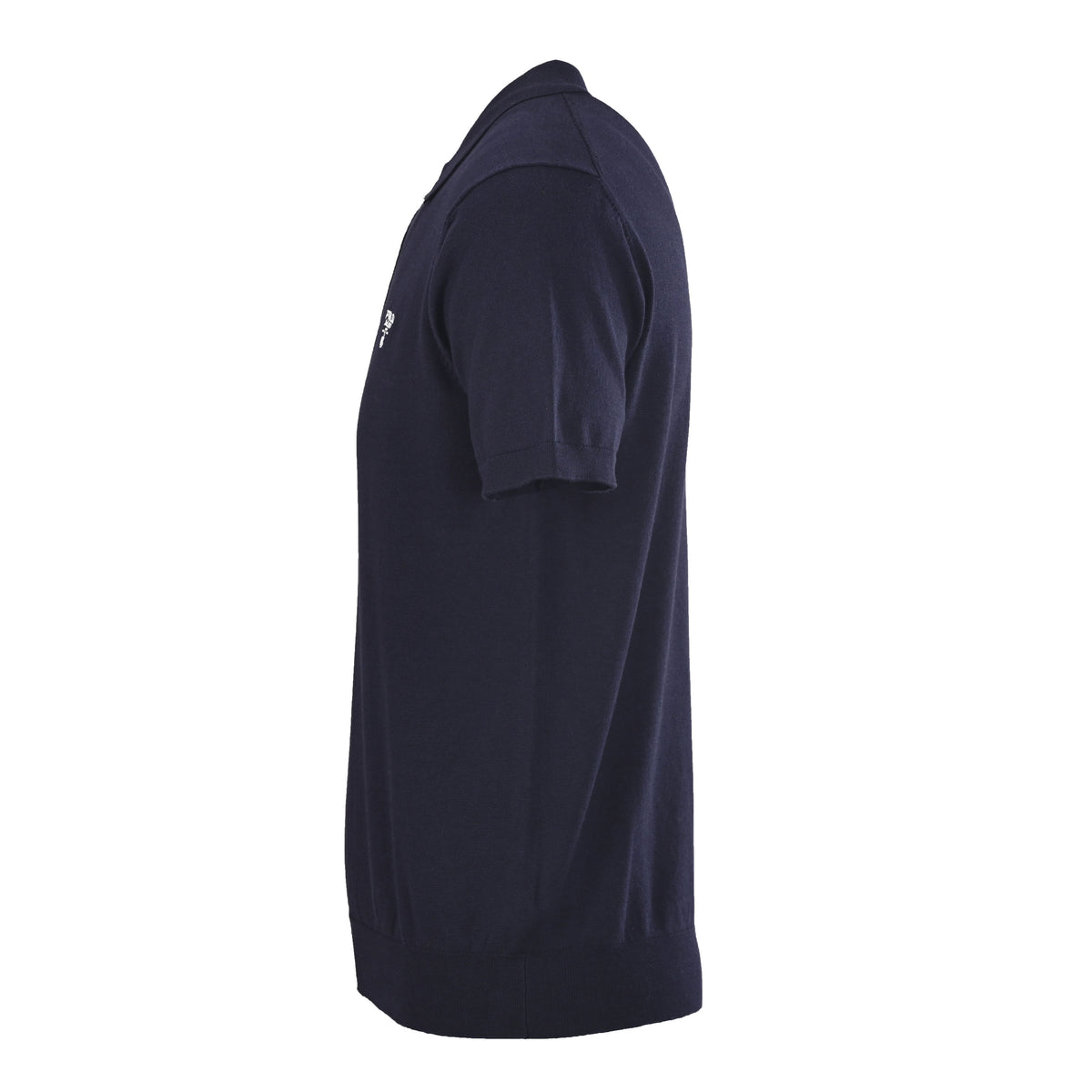 Prada Triangle Embroidery Wool Zip-Neck Short-Sleeve Polo Shirt