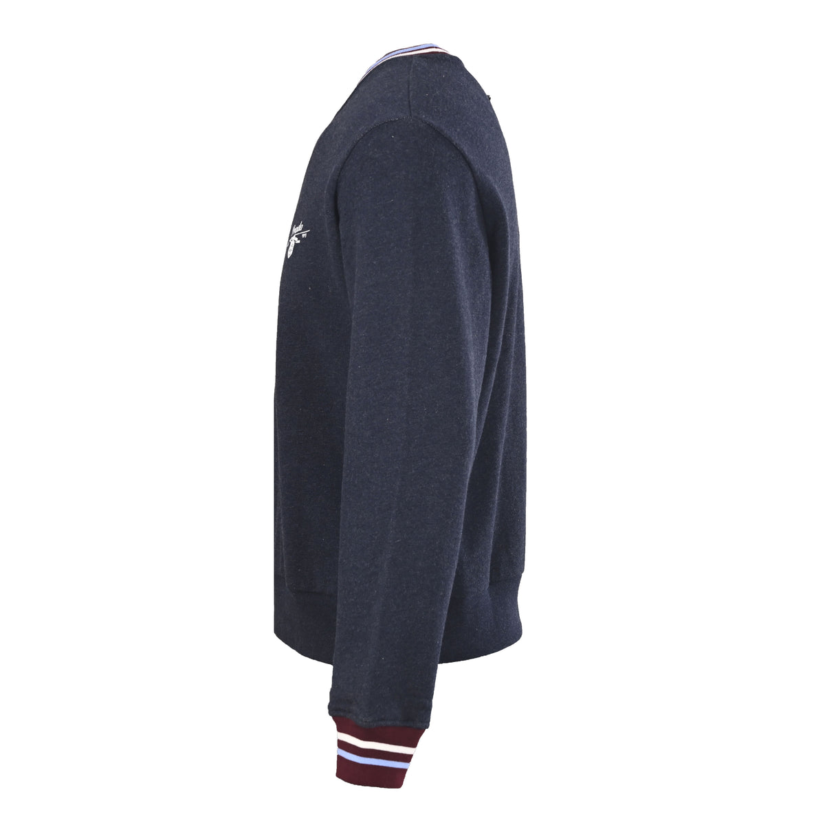 Prada Relaxed-Fit Fleece Crewneck Sweatshirt with Striped Trim