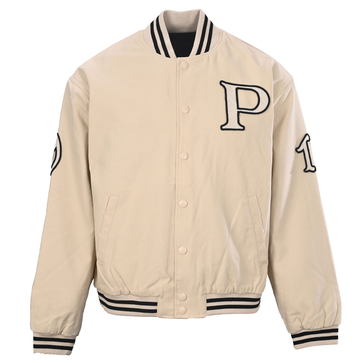Prada Cotton Canvas Padded Varsity Jacket with Embroidered Patches