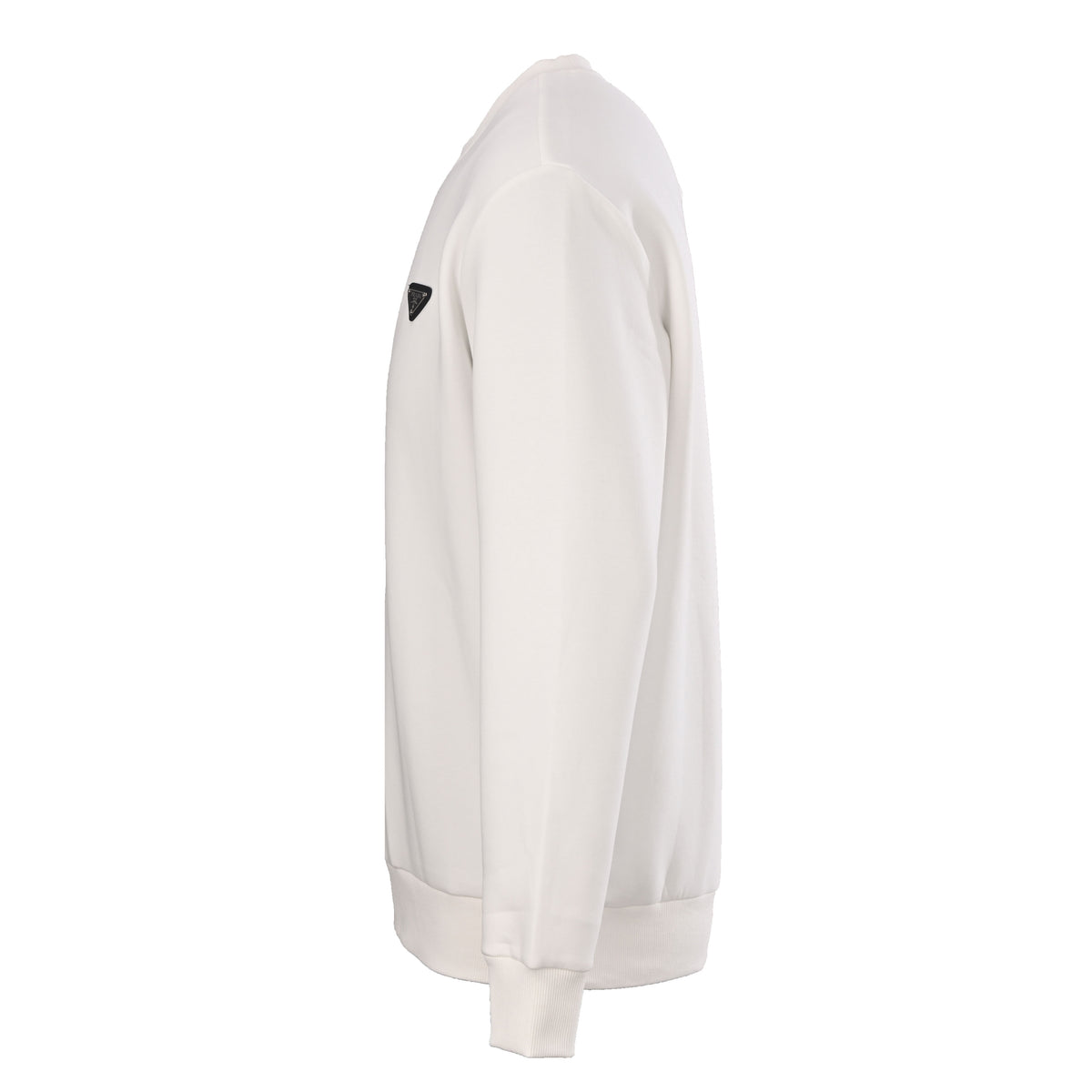 Prada Cotton Crewneck Sweatshirt with Triangle Logo & Red Tape Detail
