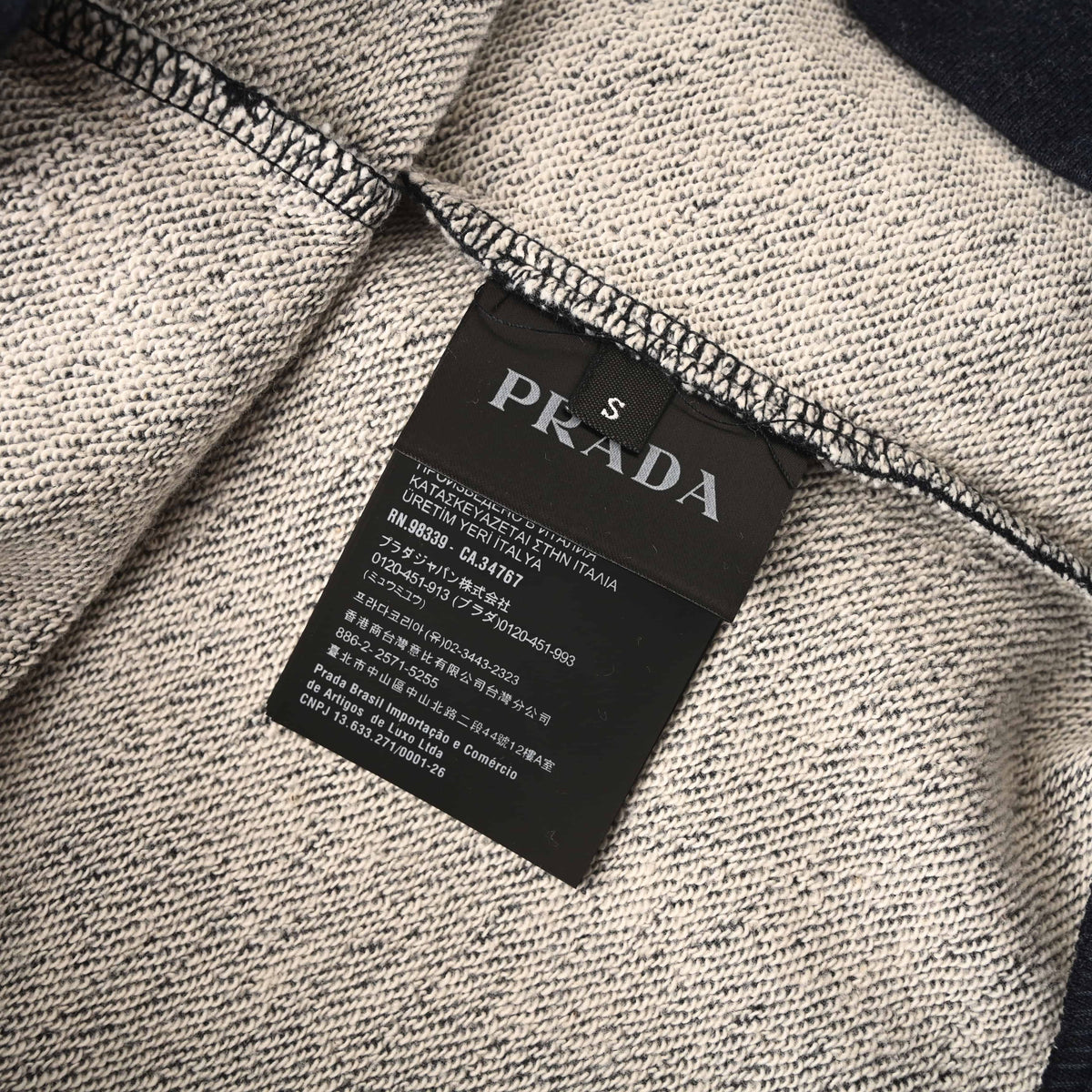 Prada Relaxed-Fit Fleece Crewneck Sweatshirt with Striped Trim