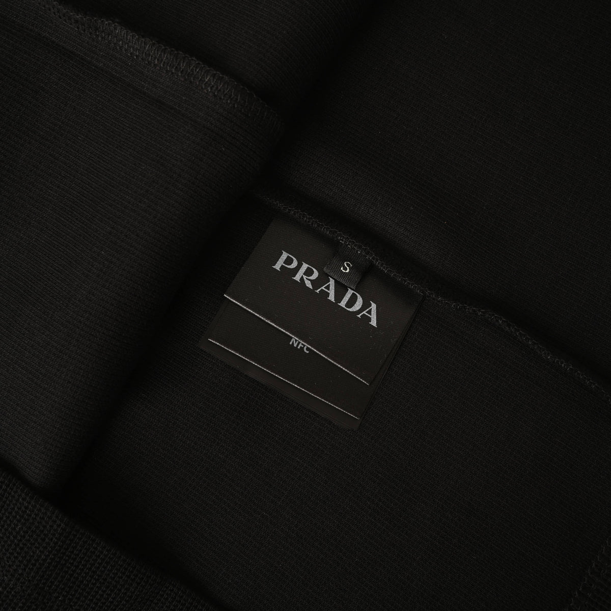 Prada Metal Triangle Logo Short Sleeve T-Shirt in Heavyweight Cotton Waffle Knit