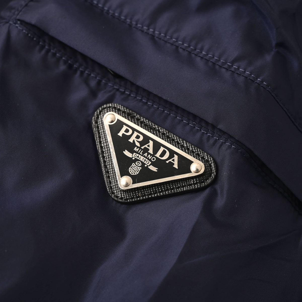 Prada Men's Navy Recycled Nylon Stand-Collar Jacket
