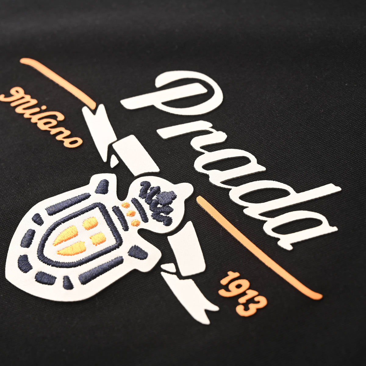 Prada Badge & Lettering Embroidered Short-Sleeve T-Shirt