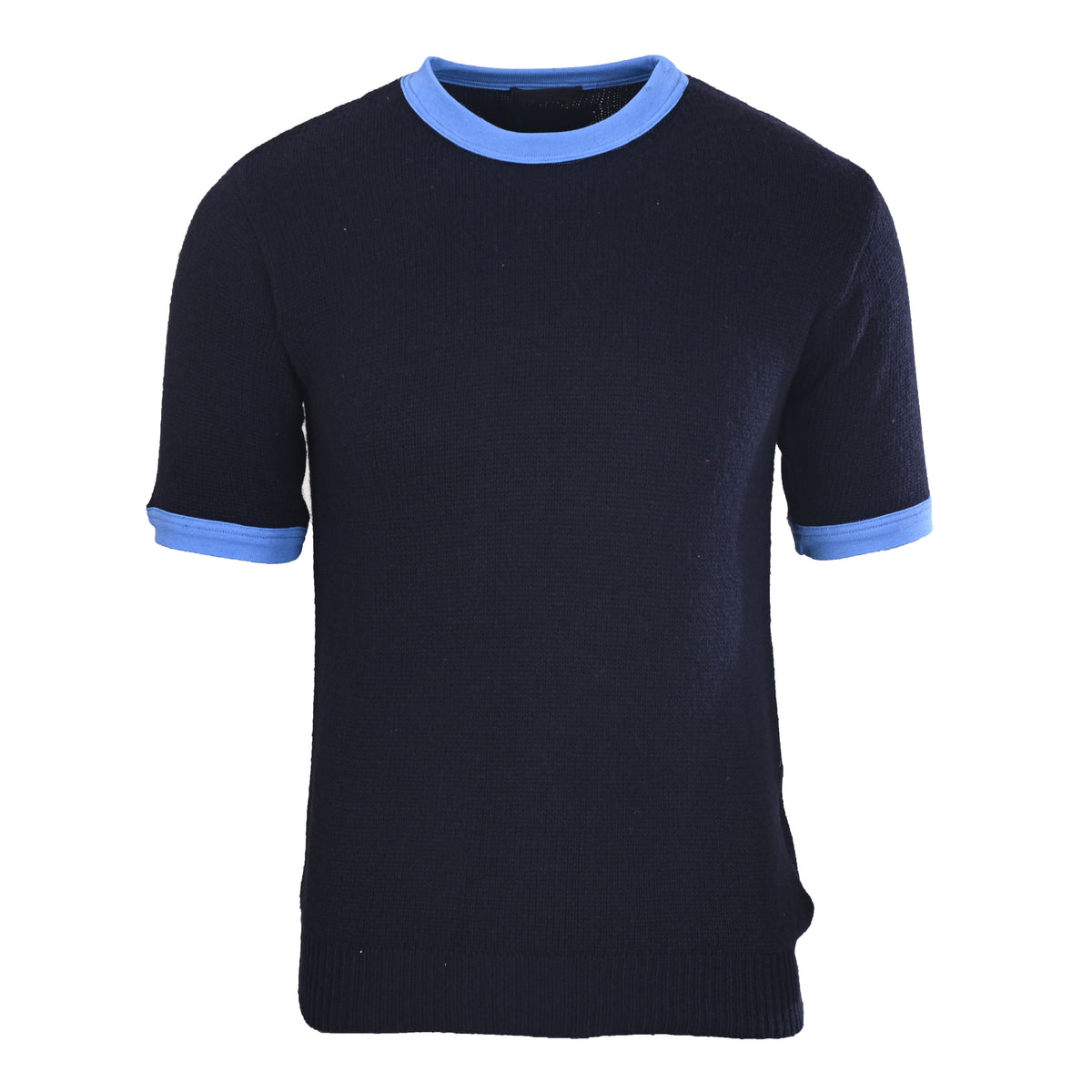 Prada Back-Neck Triangle Logo Knit Short-Sleeve T-Shirt