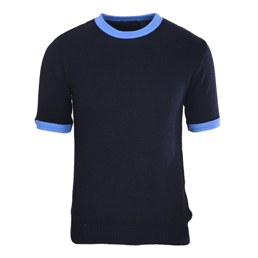 Prada Back-Neck Triangle Logo Knit Short-Sleeve T-Shirt