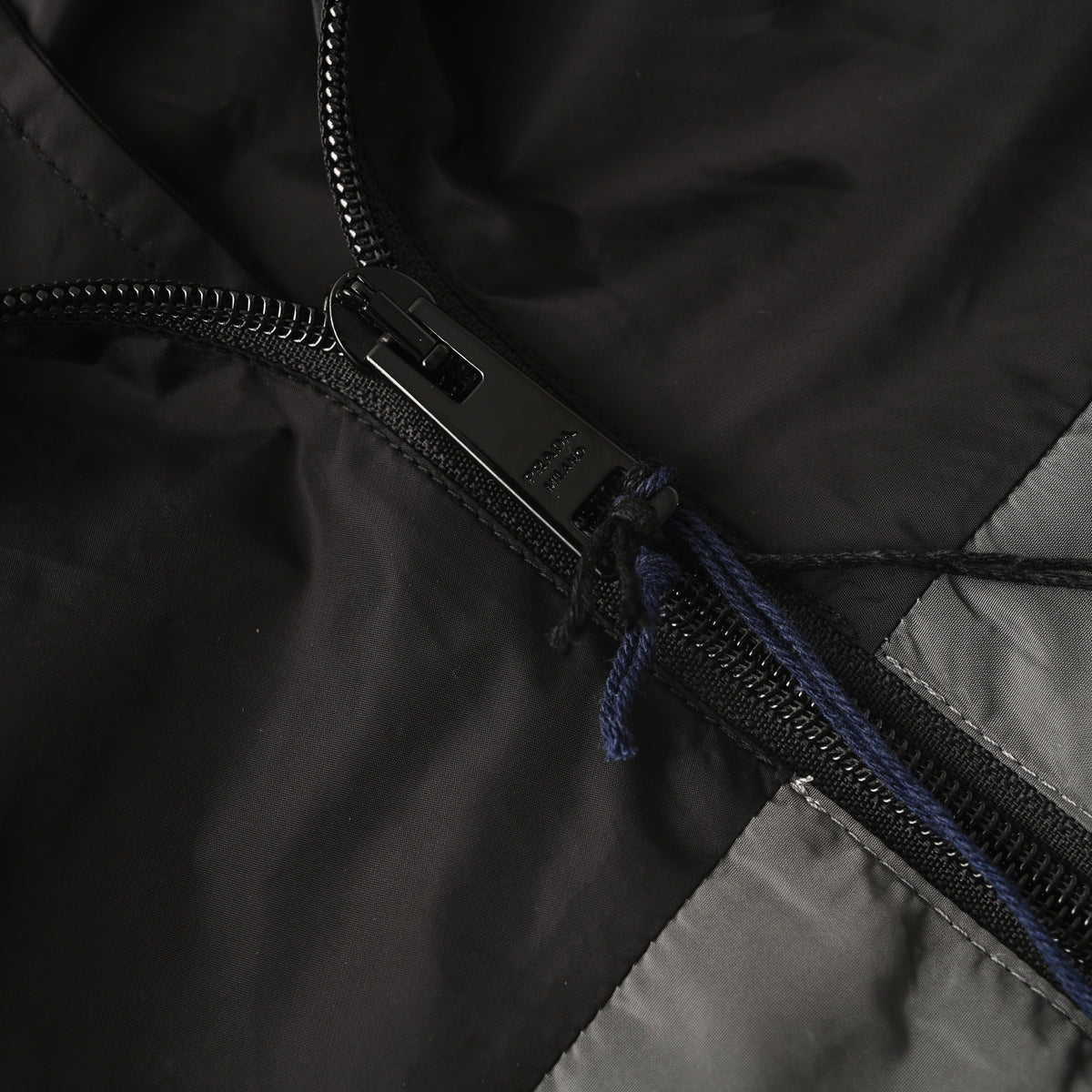 PRADA Black & Grey Colorblock Nylon Hooded Jacket – Sport-Inspired Streetwear