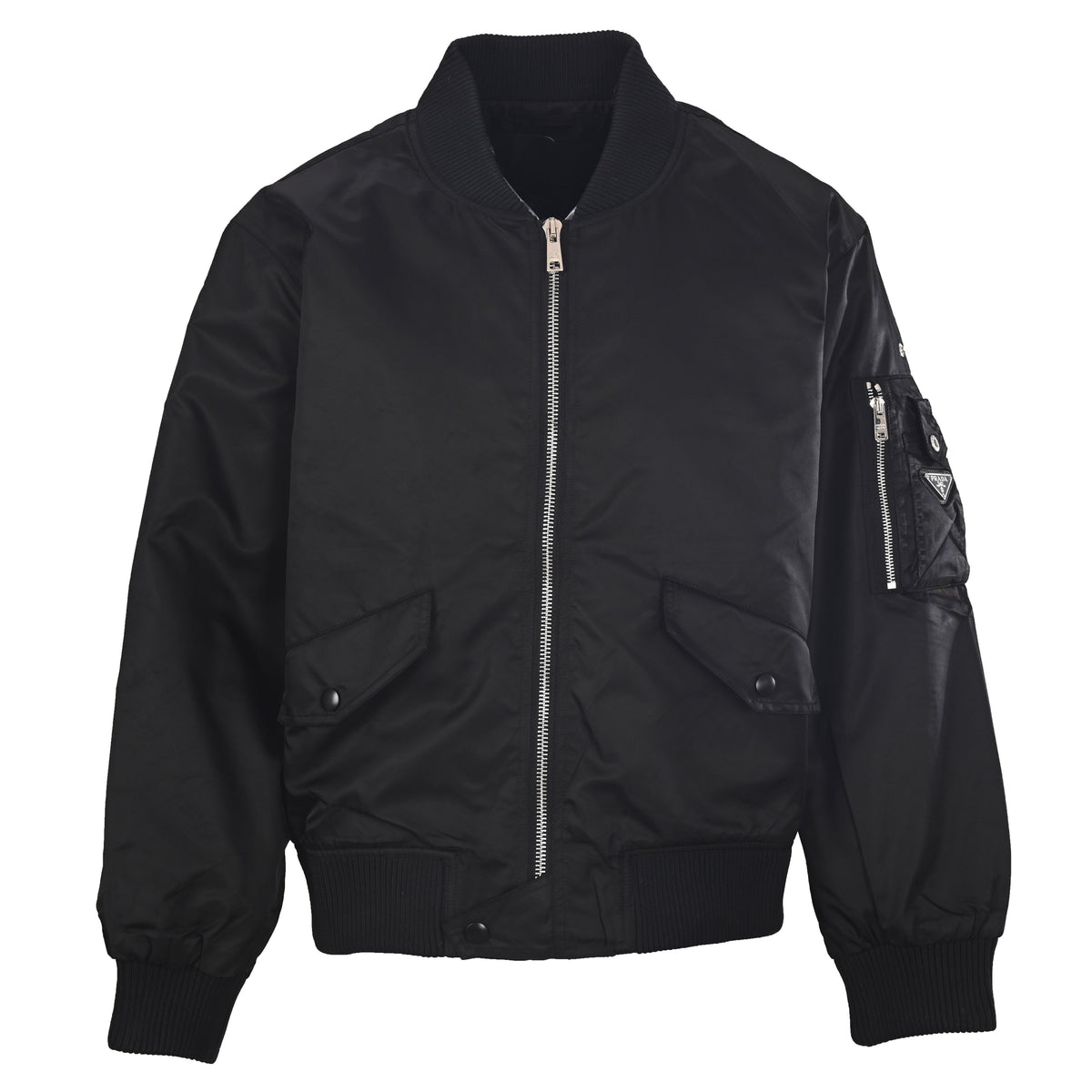 Prada Recycled Nylon Jacket with Triangle Logo Sleeve Pocket