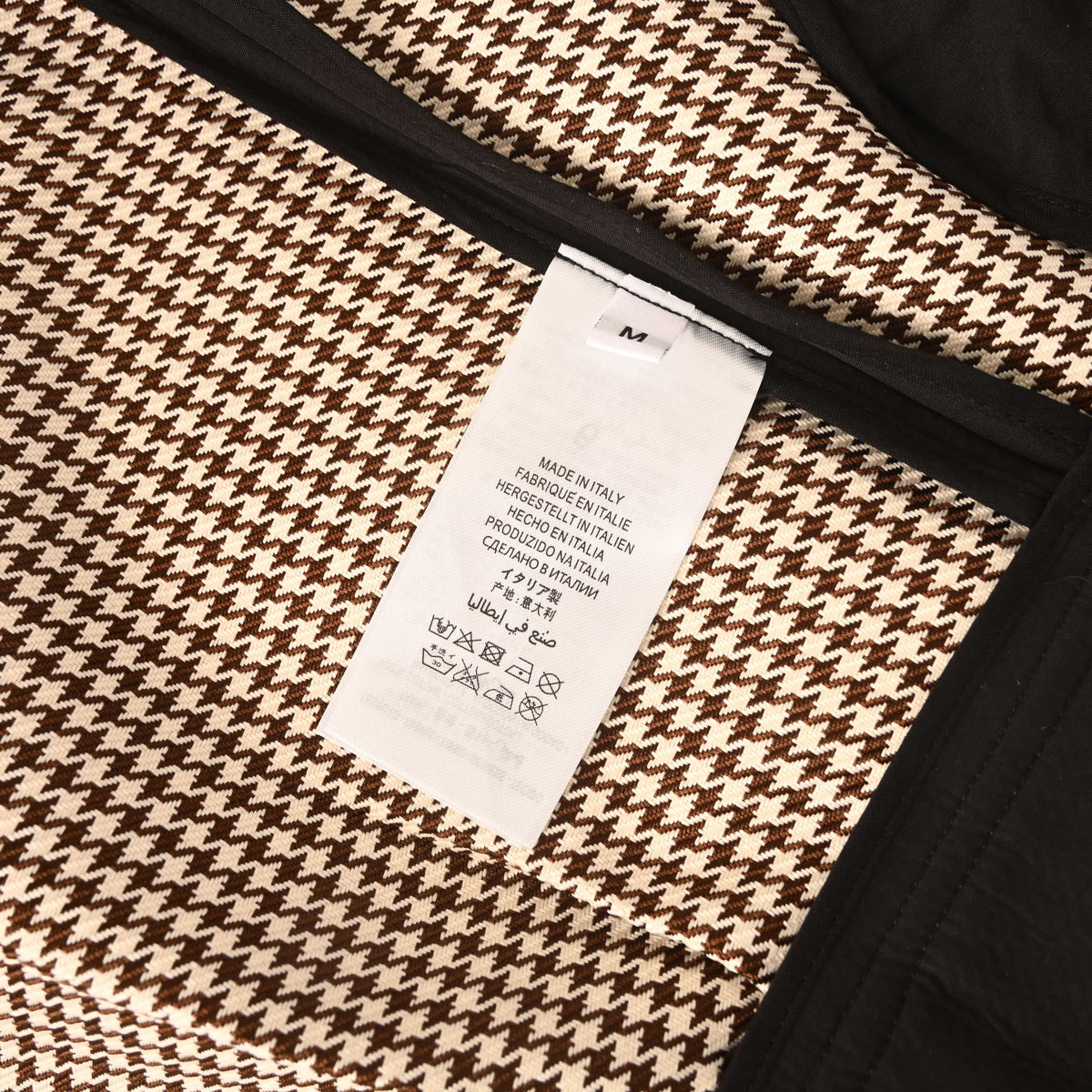 Prada Black Houndstooth Cropped Zip-Up Jacket with Contrast Cuffs