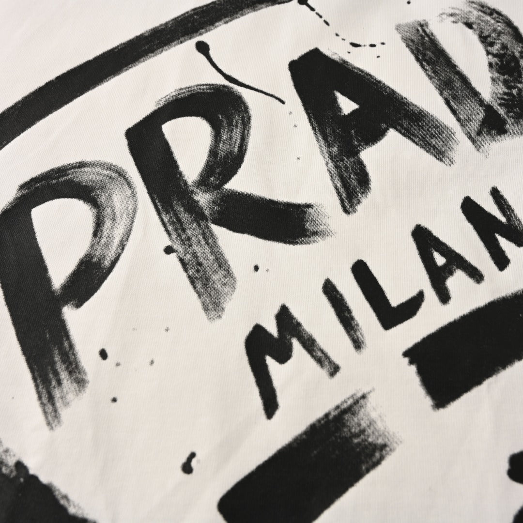 Prada Unisex Oversized Long Sleeve T-Shirt with Paint-Splatter Logo
