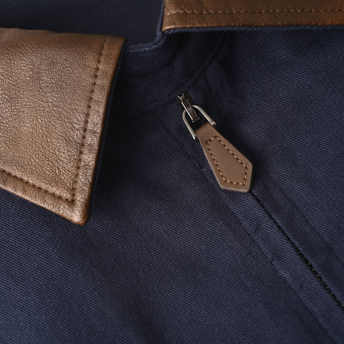 Prada Relaxed-Fit Cotton Harrington Jacket with Leather Collar