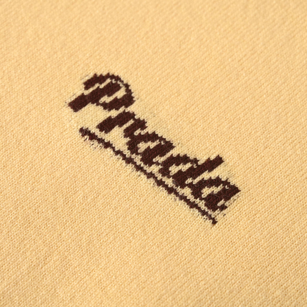 PRADA Beige Intarsia Logo Short-Sleeve Knit T-Shirt