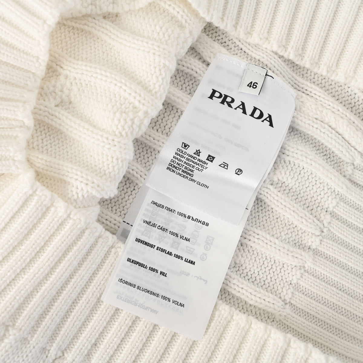Prada Resort Logo Cable-Knit Crewneck Sweater