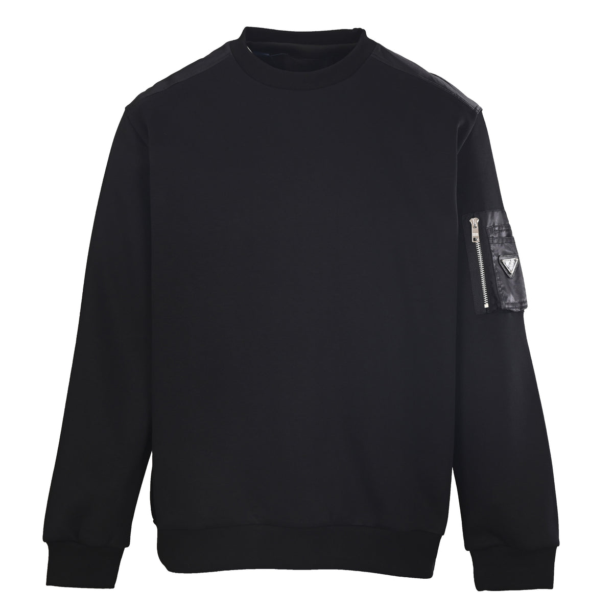 Prada Unisex Heavyweight Crewneck Sweatshirt with Logo Sleeve Pocket