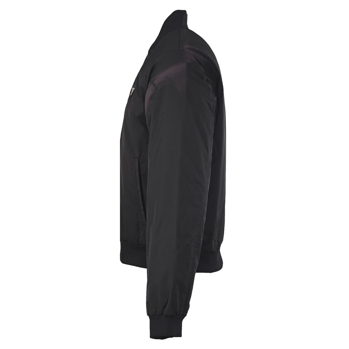 Prada Lightly Padded Wool Varsity Jacket with Metal Triangle Logo