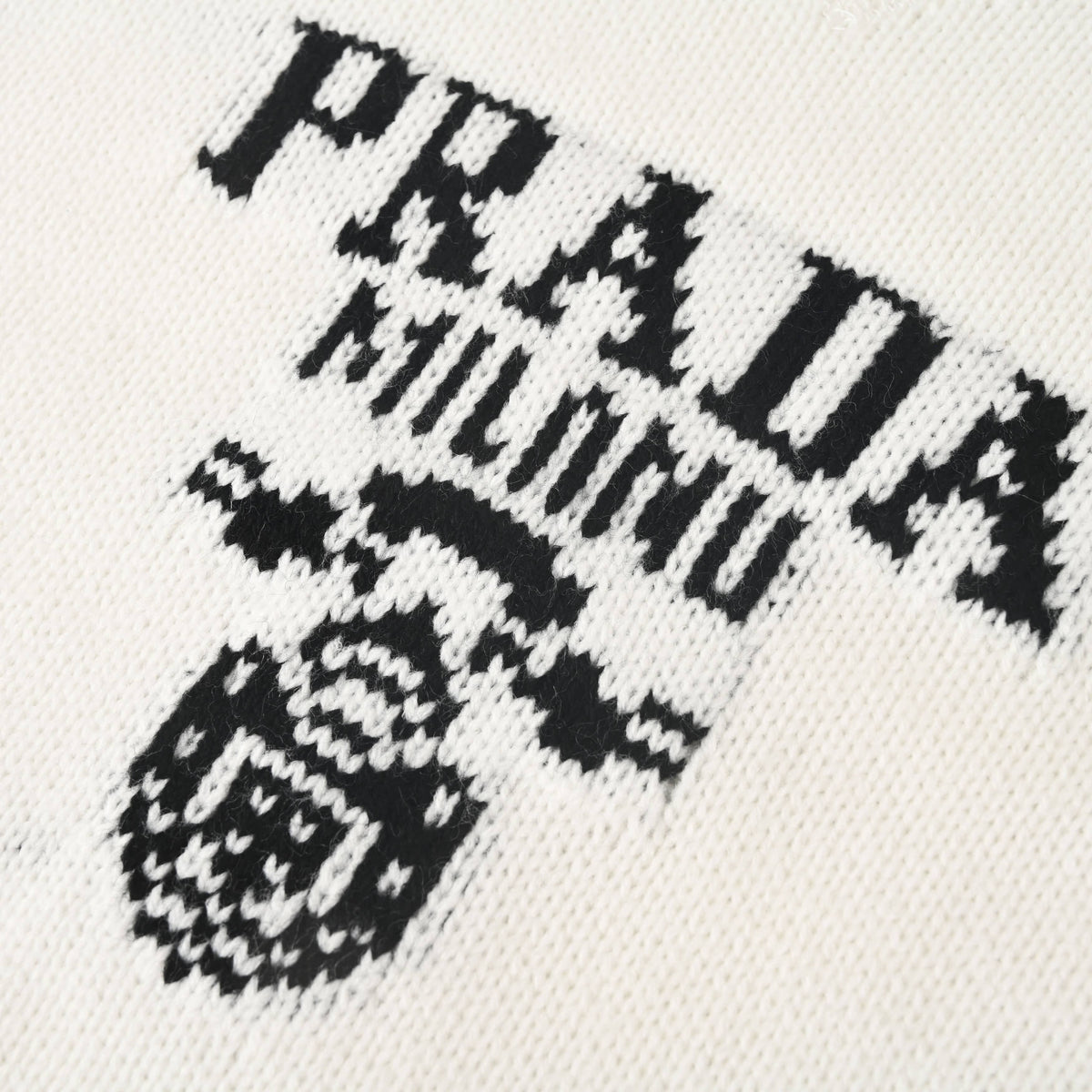 Prada Unisex Milano Logo Jacquard Wool-Blend Crewneck Sweater