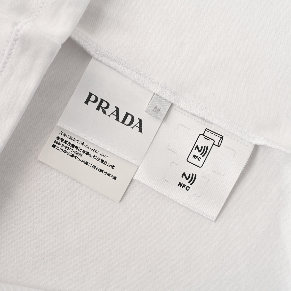 PRADA Triangle Logo Cotton Crew Neck T-Shirt - White