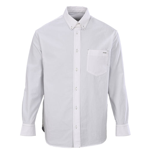 Prada Lettering Detail Chambray Long-Sleeve Shirt