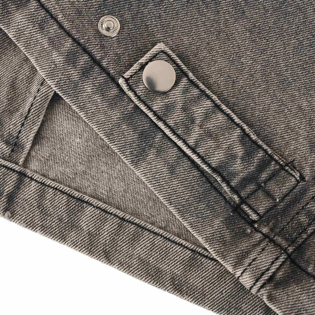 Prada Washed Gray Heavyweight Denim Jacket with Multiple Pockets