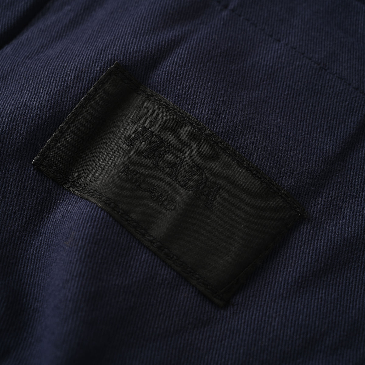 Prada Relaxed-Fit Cotton Harrington Jacket with Leather Collar