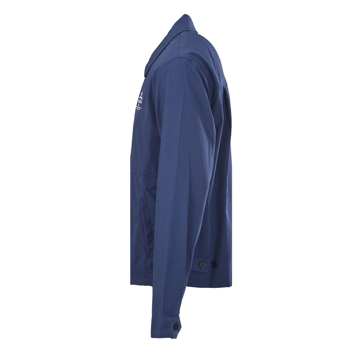Prada Fitted Oxford Fabric Jacket with Distressed Logo Print