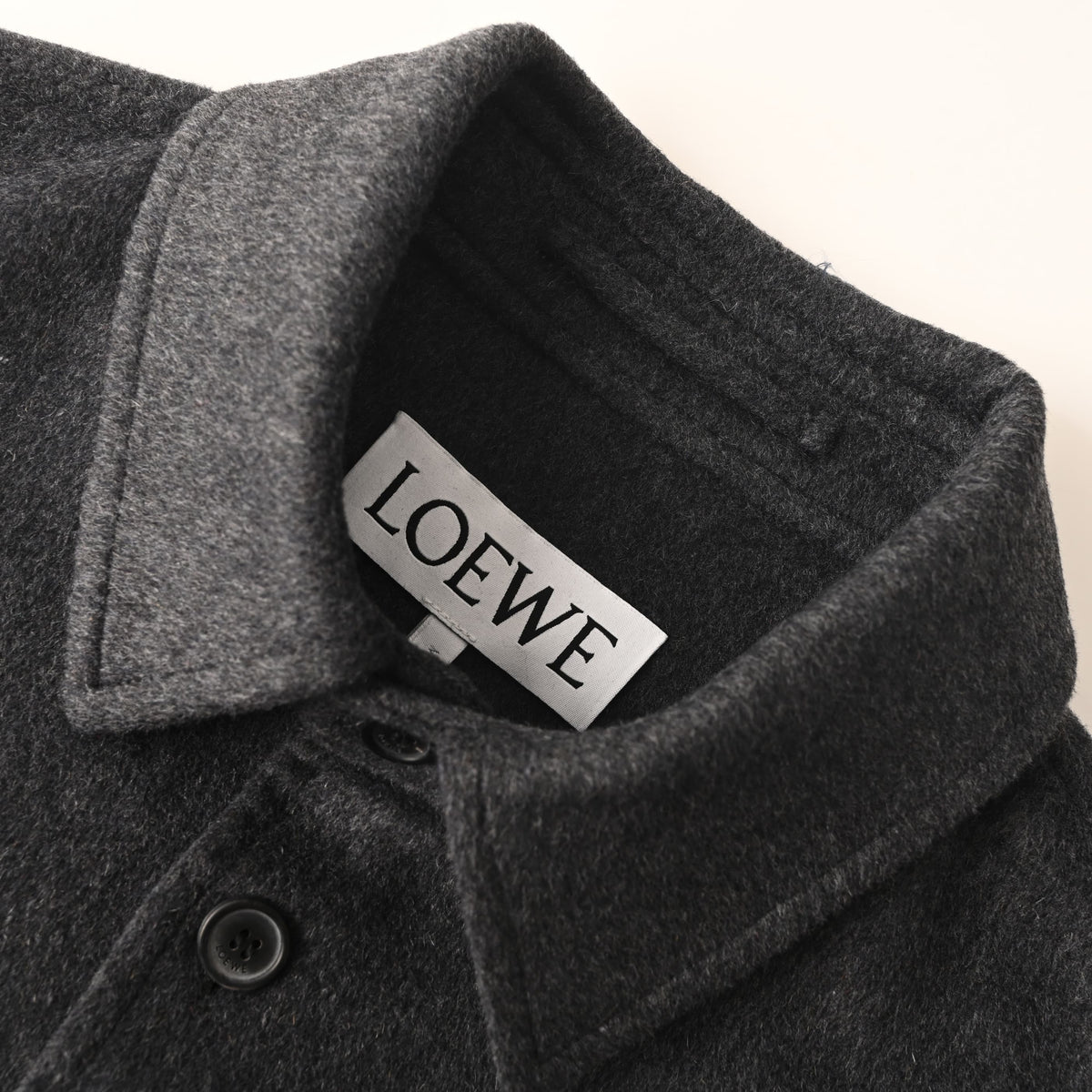 167_LOEWE罗意威 皮口袋羊毛呢外套