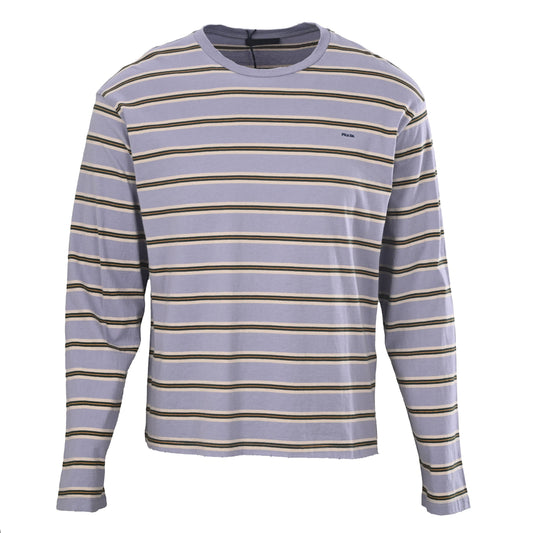 Prada Embroidered Lettering Striped Long-Sleeve T-Shirt