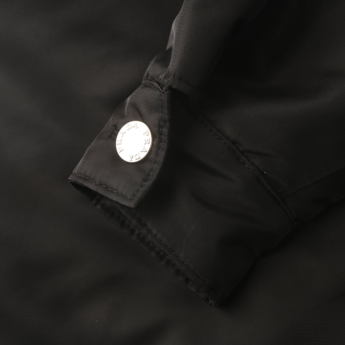 Prada Recycled Nylon Padded Jacket with Triangle Logo & Turn-Down Collar