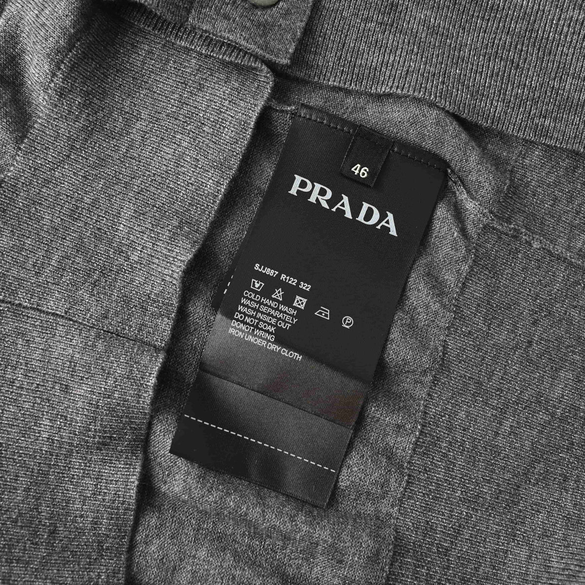 Prada Small Embroidered Logo Lightweight Wool Cardigan