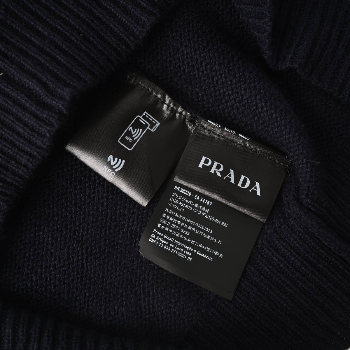 Prada Back-Neck Triangle Logo Knit Short-Sleeve T-Shirt