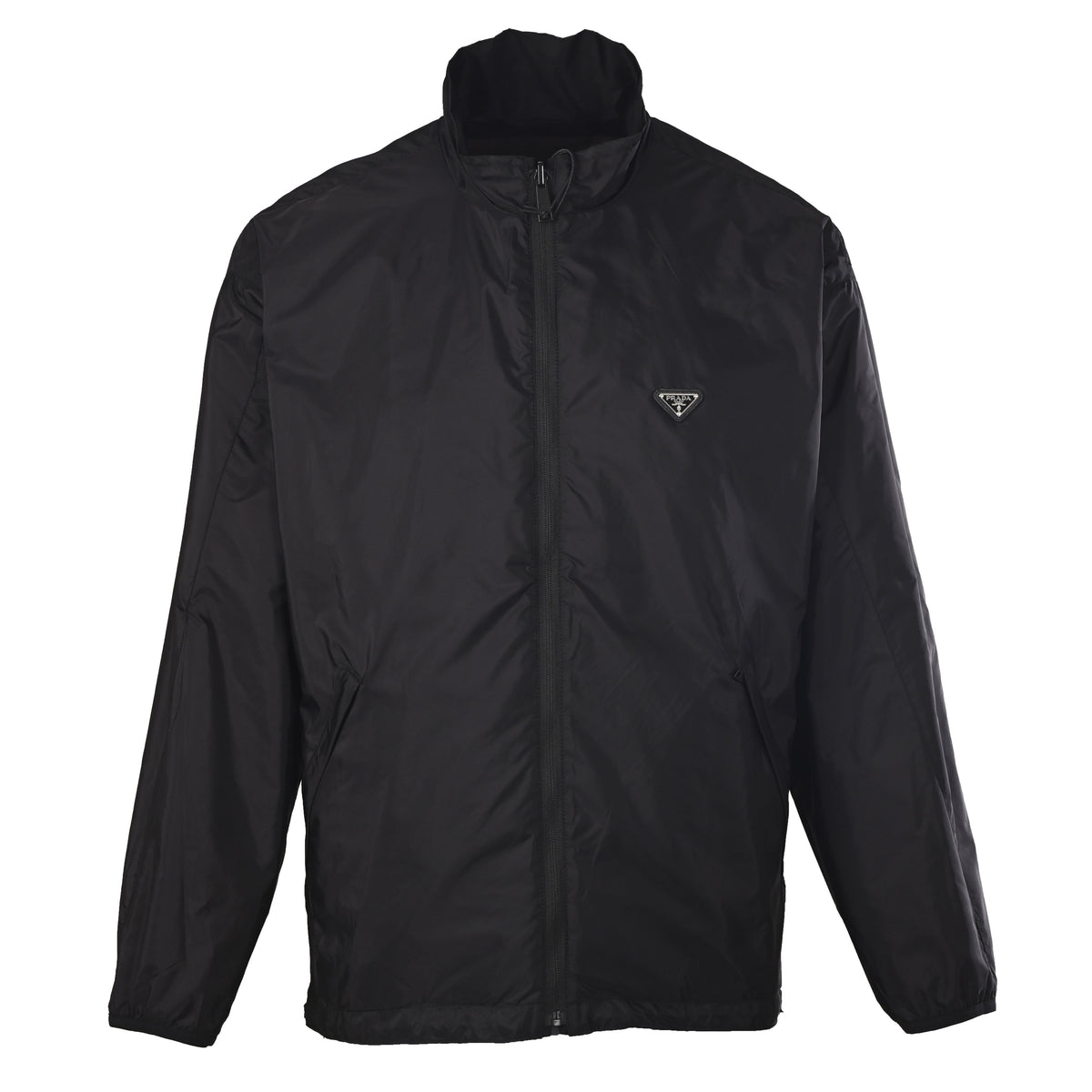 Prada Reversible Brown & Black Colorblock Nylon Stand-Collar Jacket