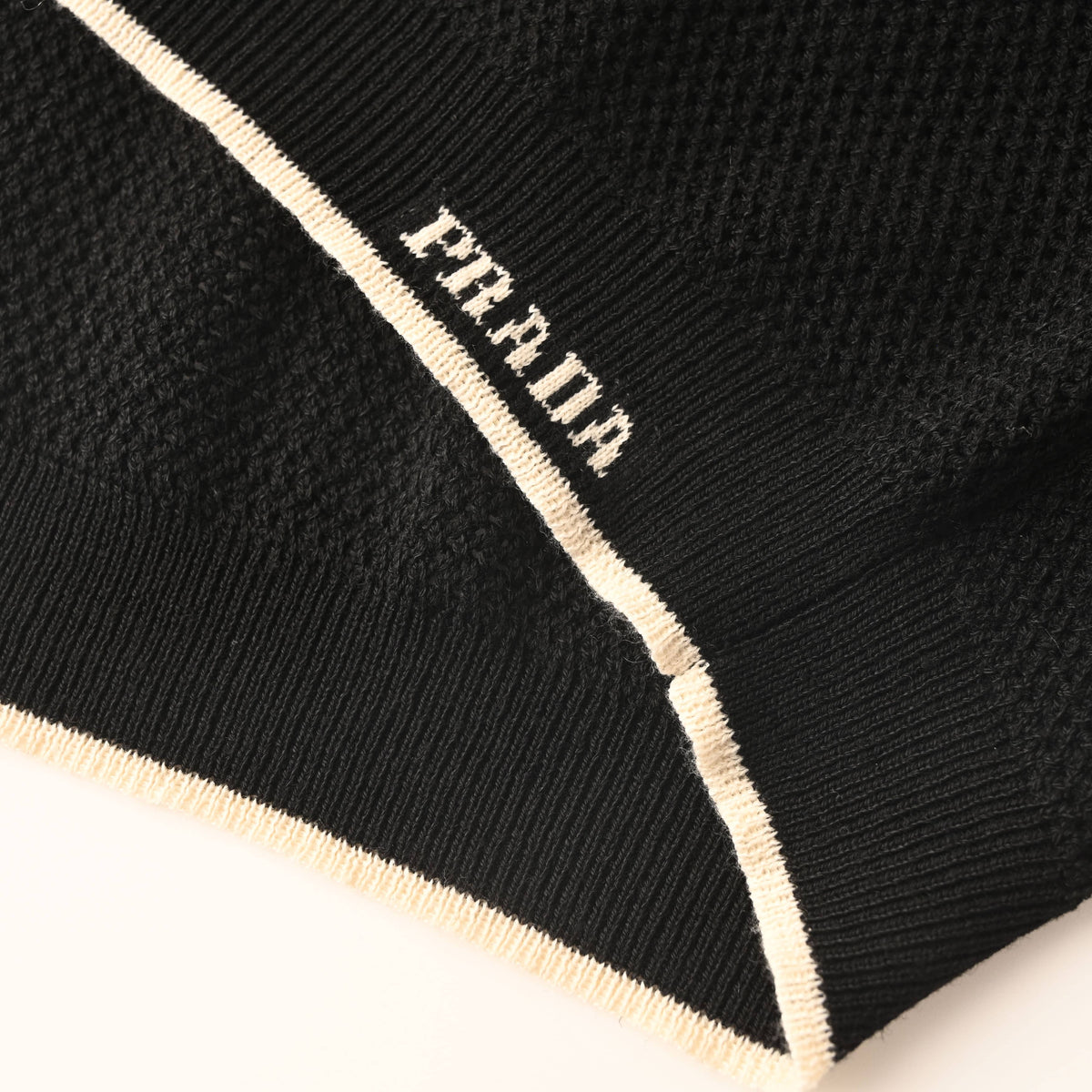 PRADA Black Mesh Knit Short-Sleeve Polo with Contrast Trim